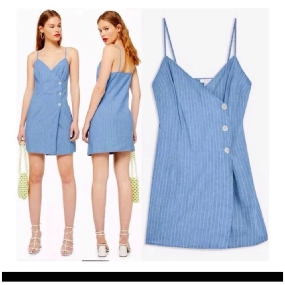 TOPSHOP Chambray Striped Mini Dress - Picture 3 of 7
